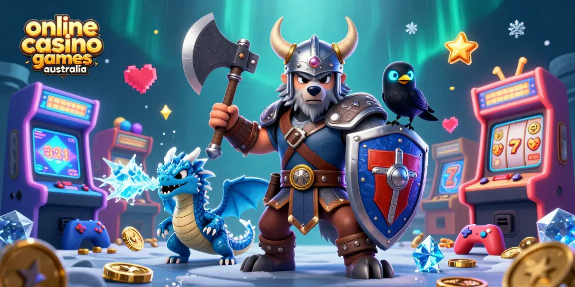 Experience thrilling online casino games in Australia with a vibrant Viking-inspired scene!